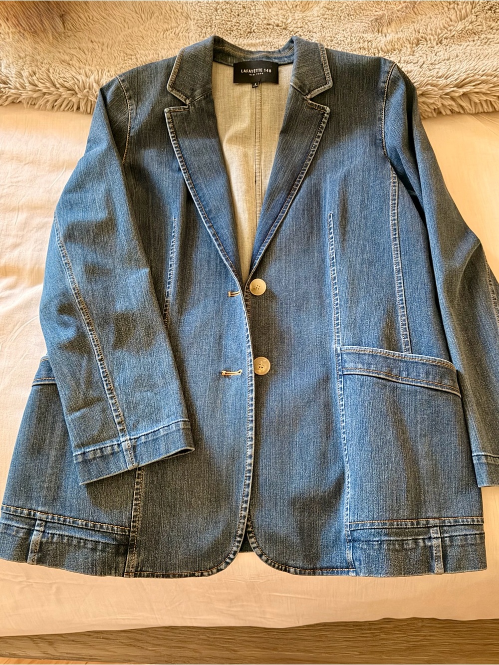 Lafayette 148 New York Denim Blazer - Picture 2 of 7